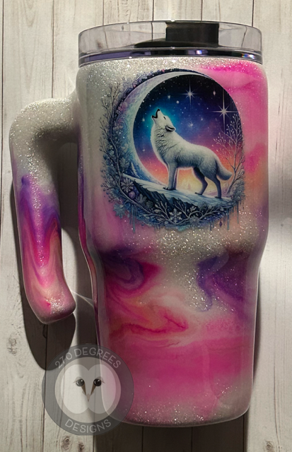 Snow Wolf (Glows) - 20 oz. Curve Tumbler w/handle