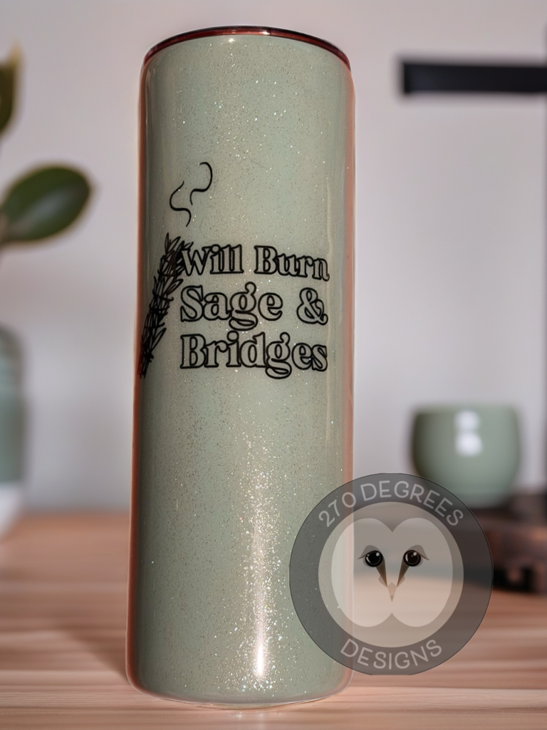 Burning Sage & Bridges - 20 oz. Skinny Tumbler w/handle