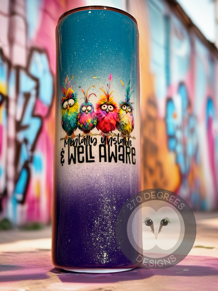 Mentally Unstable #2 - 20 oz. Skinny Tumbler w/handle