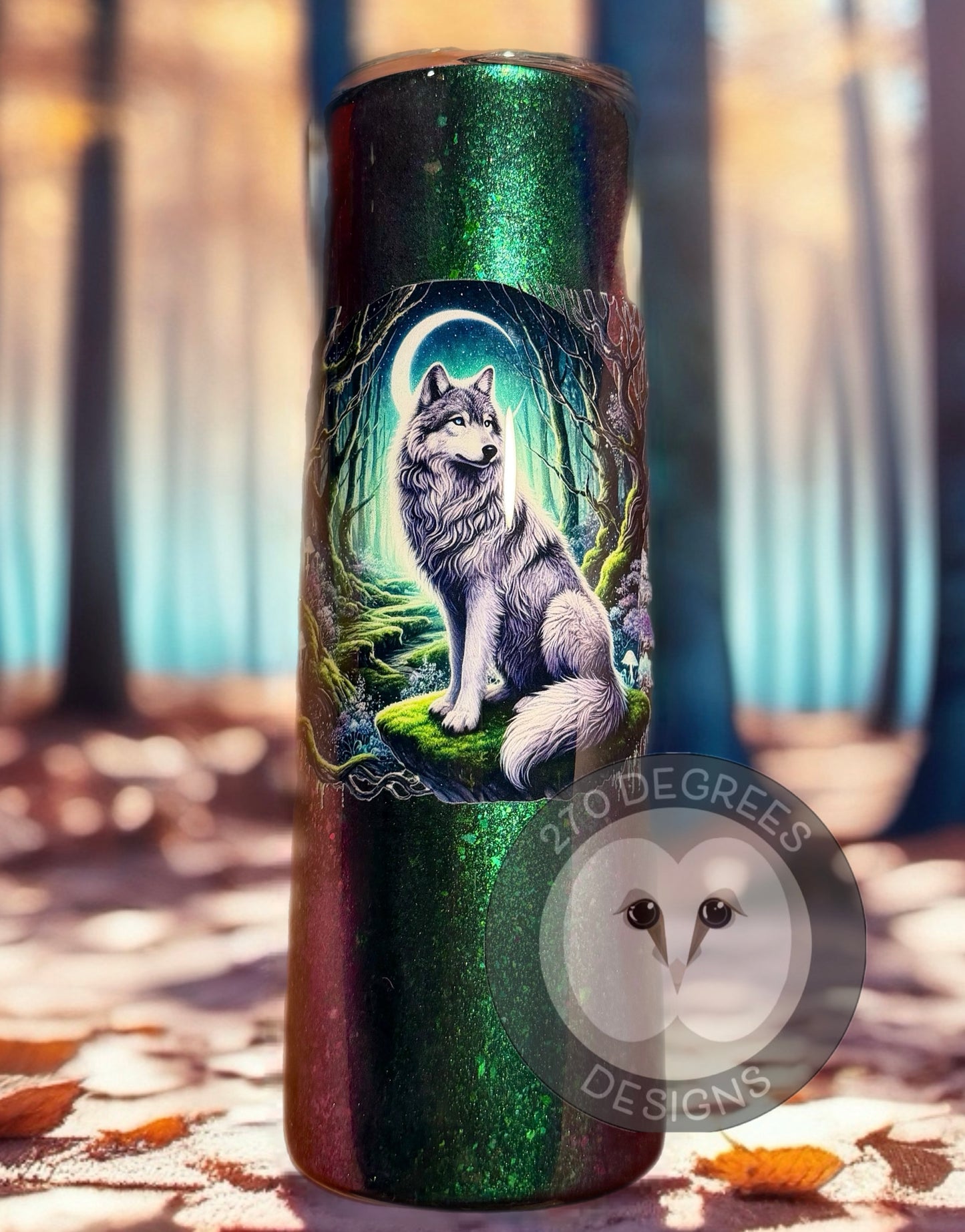 Mystic Wolf - 20 oz. Skinny Tumbler w/handle